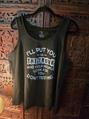 SHEIN Black Tank with White and Light Blue Graphic